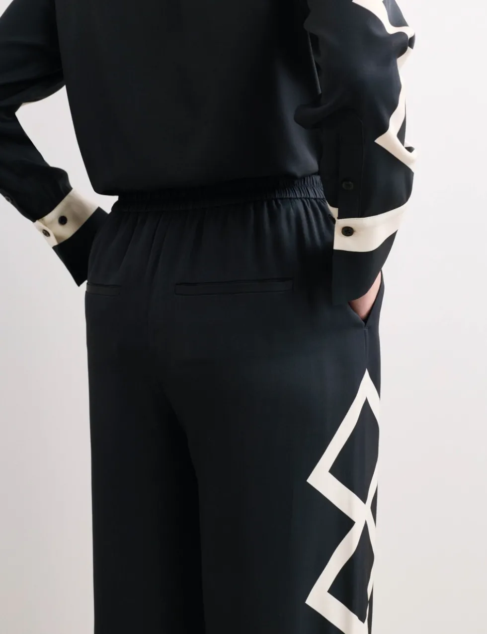 Geometric Jacquard Wide Leg Trousers