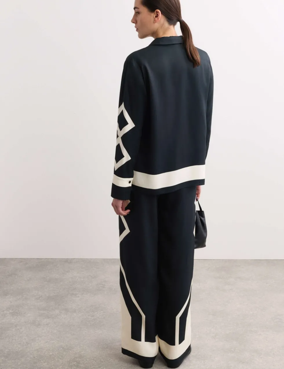 Geometric Jacquard Wide Leg Trousers