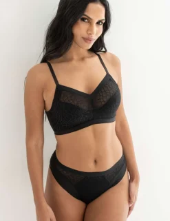 Geometric Mesh High Leg Knickers