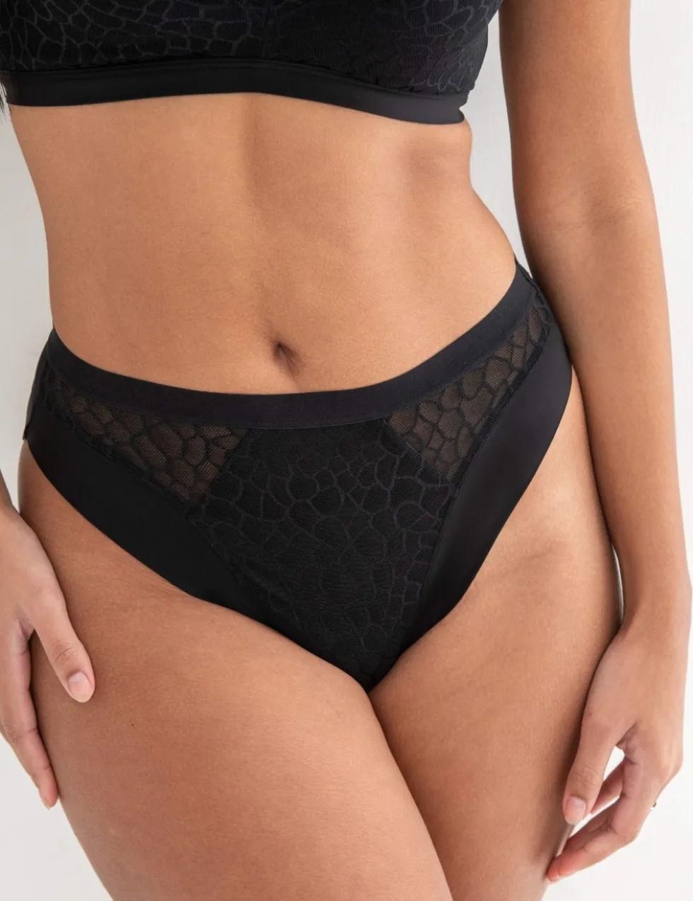 Geometric Mesh High Leg Knickers