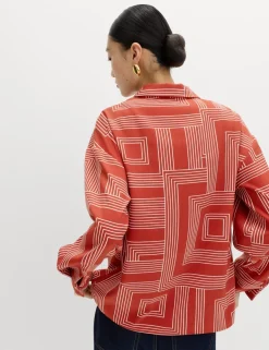 Geometric Print Collared Shirt