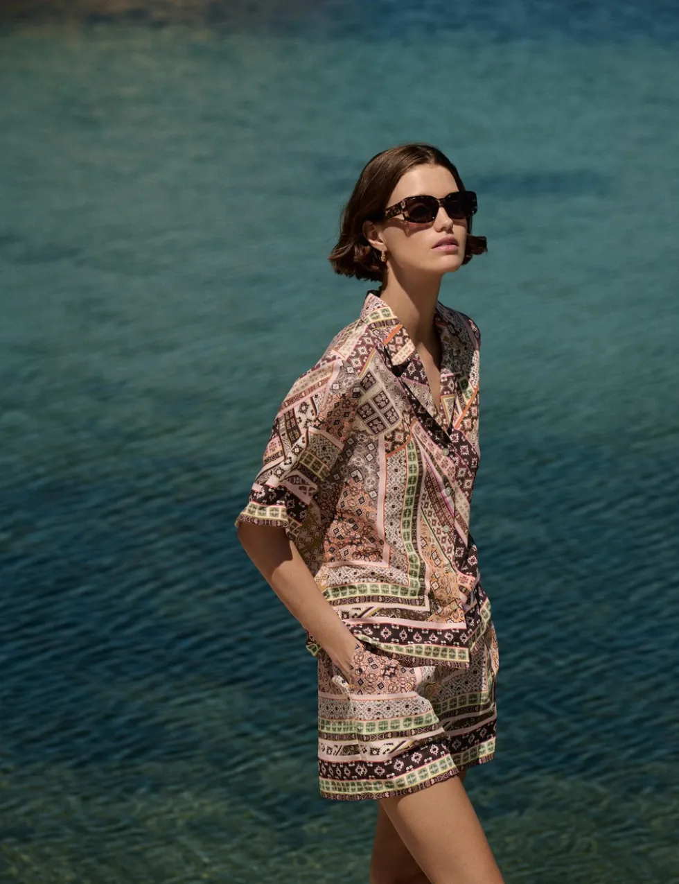 Geometric Printed Button Through Shirt