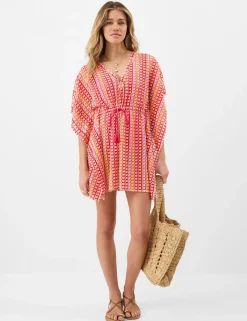 Geometric Striped V-Neck Mini Relaxed Kaftan