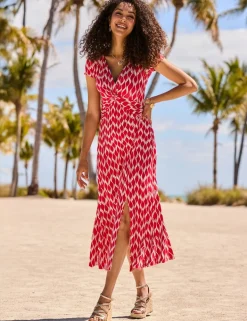 Geometric V-Neck Midi Waisted Dress