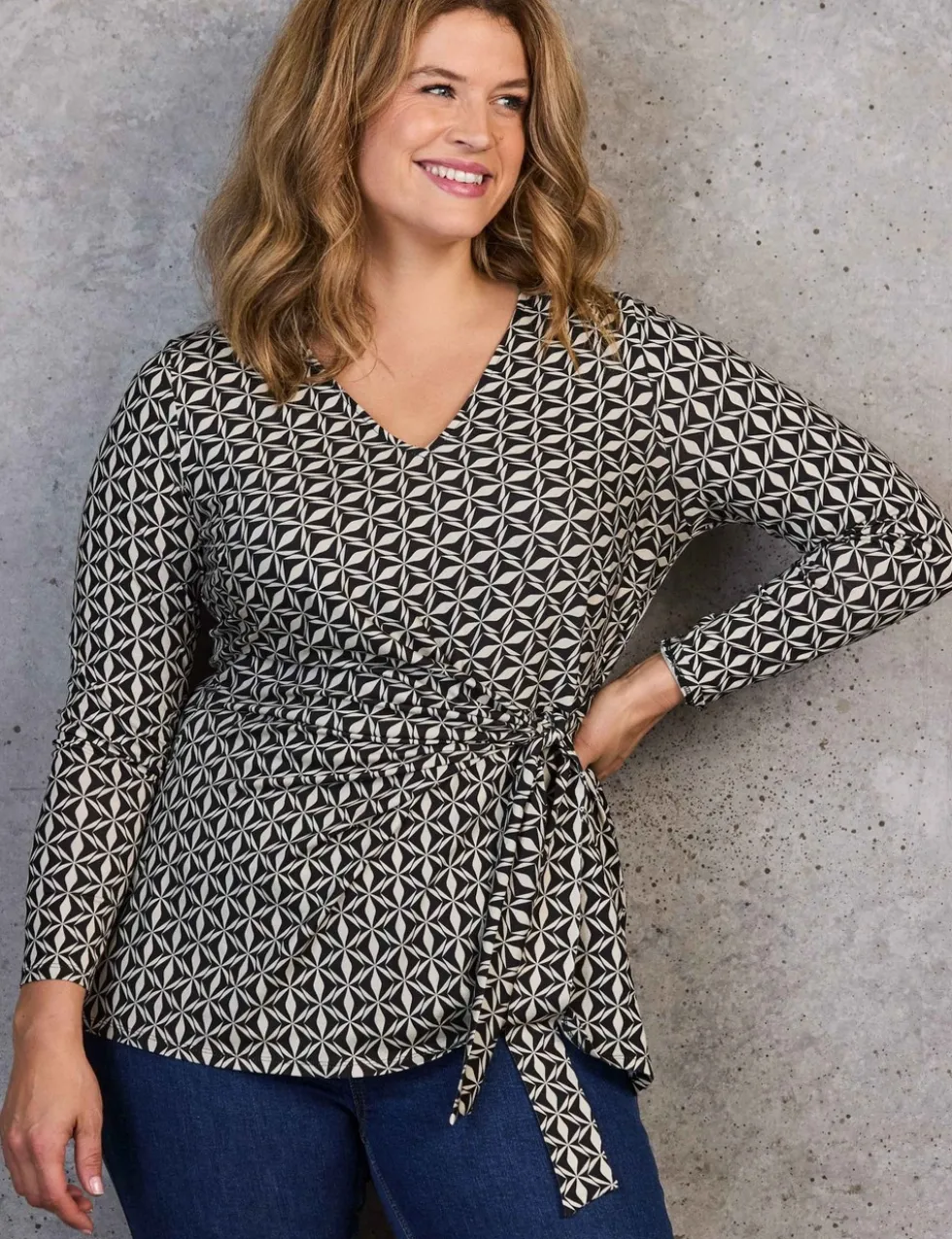 Geometric V-Neck Side Tie Tunic