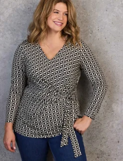 Geometric V-Neck Side Tie Tunic
