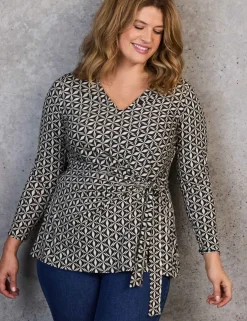 Geometric V-Neck Side Tie Tunic