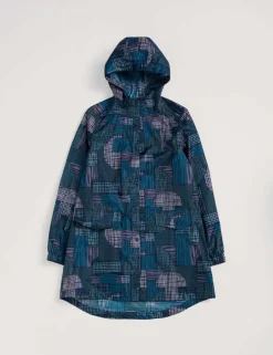 Geometric Waterproof Hooded Packaway Raincoat
