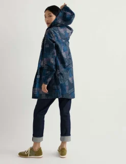 Geometric Waterproof Hooded Packaway Raincoat