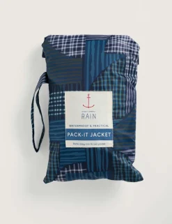 Geometric Waterproof Hooded Packaway Raincoat