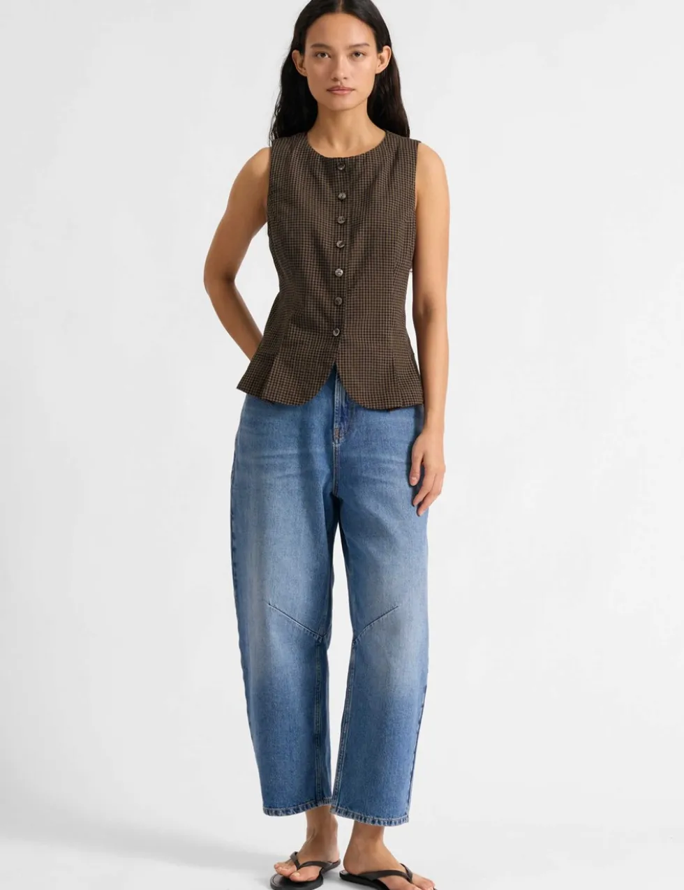 Gingham Cropped Waistcoat