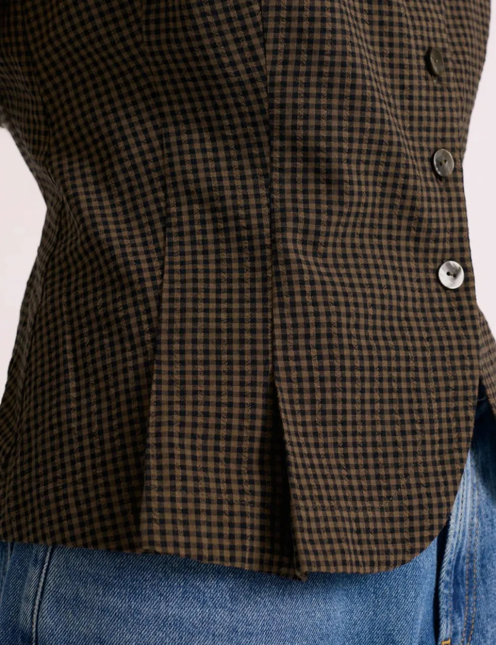 Gingham Cropped Waistcoat