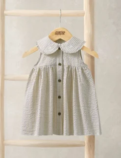 Gingham Embroidered Dress (7lbs-3 Yrs)