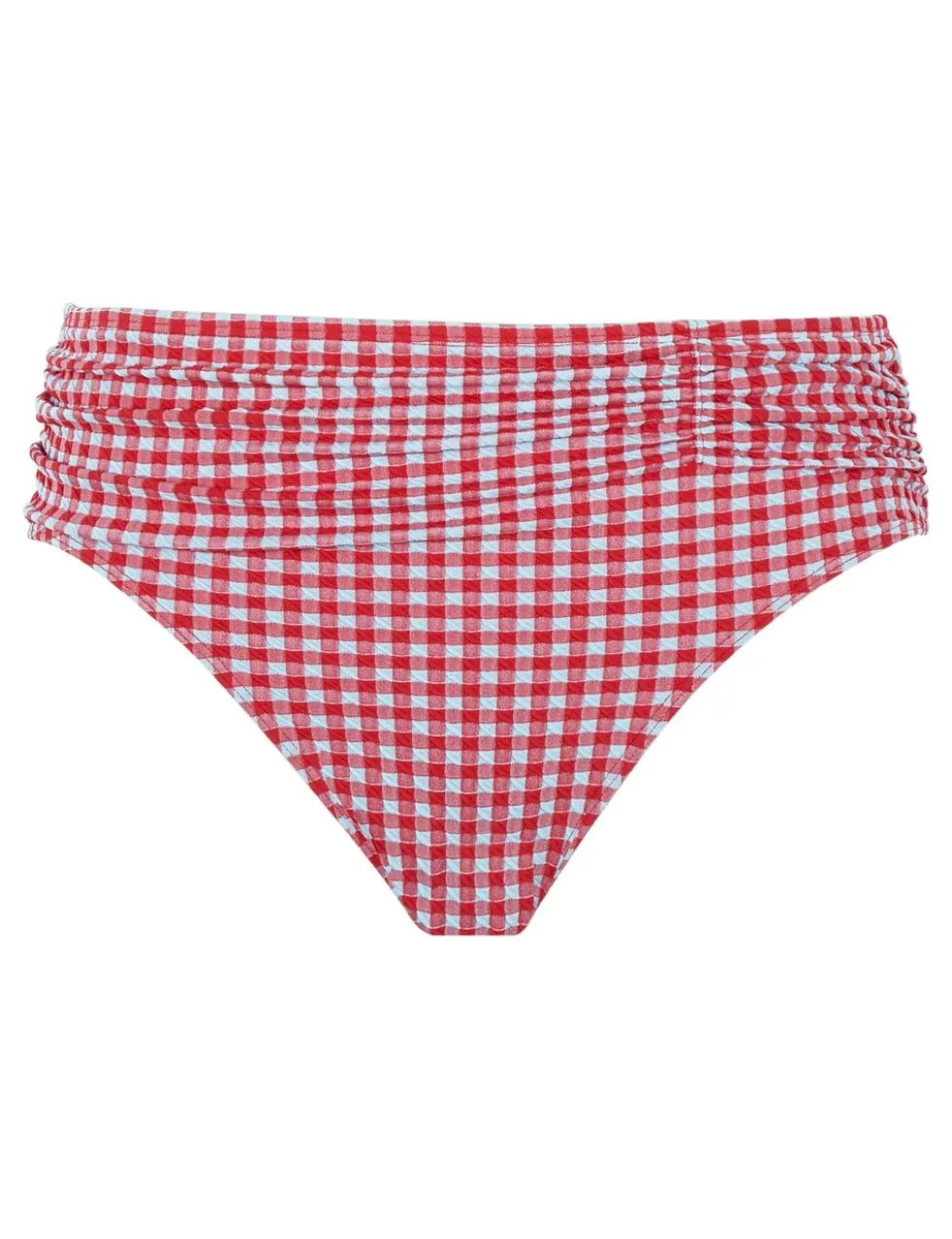 Gingham Textured Ruched Bikini Bottoms