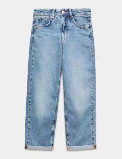 Girlfriend Mid Rise Turn Up Jeans with Lyocell