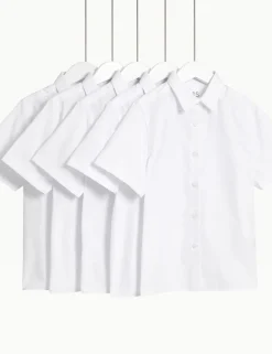 Girls' 5 Pack Regular Fit Easy to Iron School Shirts (2-18 Yrs)