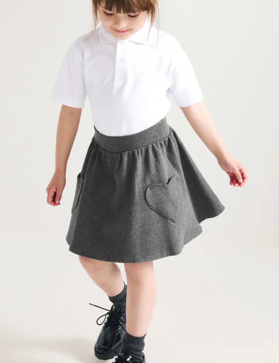 Girls' Cotton Rich Skater School Skirt (2-14 Yrs)