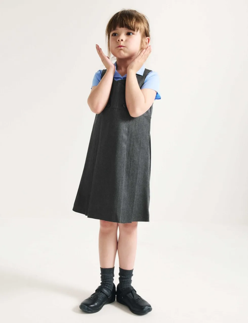 Girls' Double Breasted School Pinafore (2-12 Yrs)
