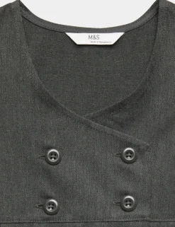 Girls' Double Breasted School Pinafore (2-12 Yrs)