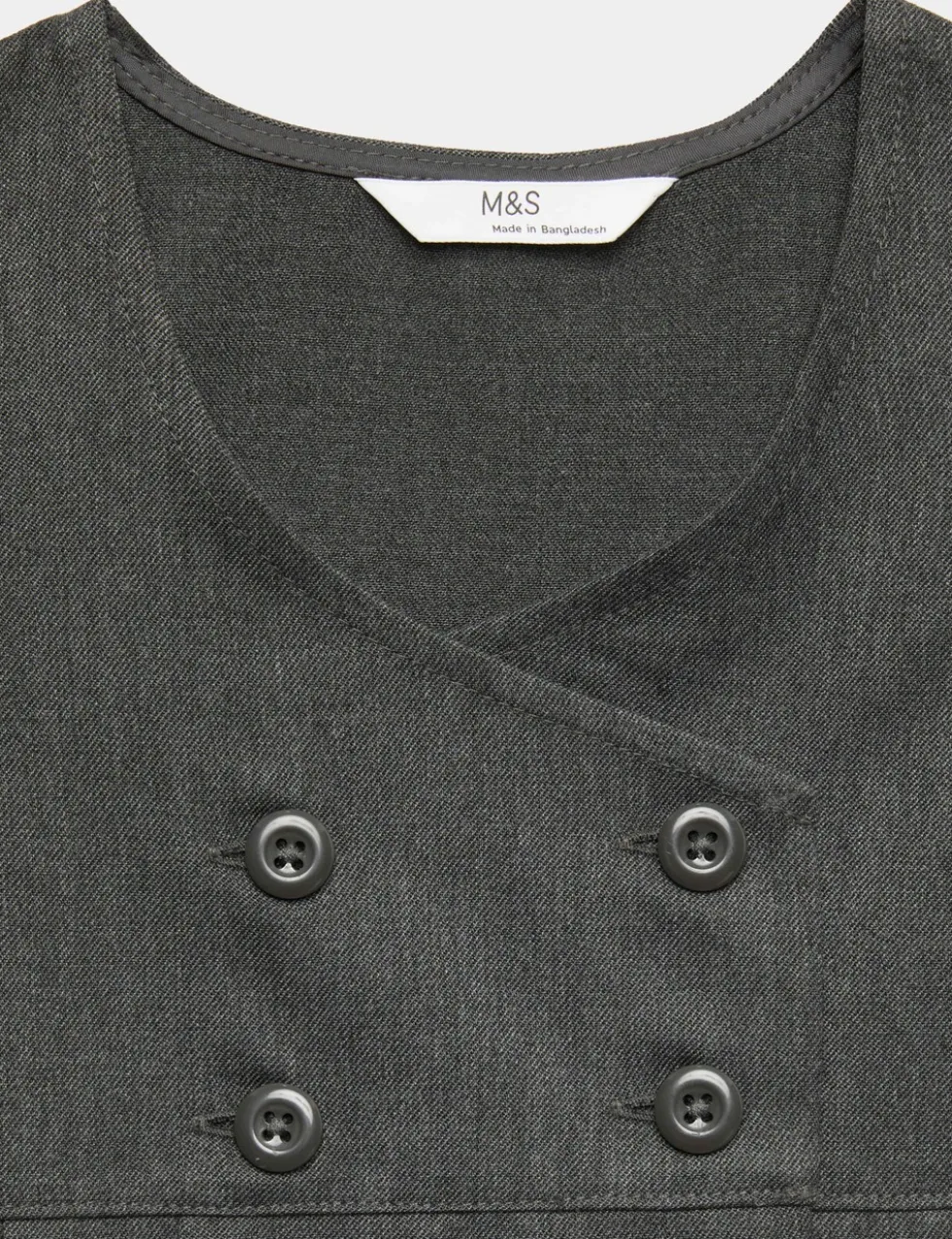 Girls' Double Breasted School Pinafore (2-12 Yrs)