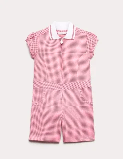 Girls' Gingham School Playsuit (2-14 Yrs)