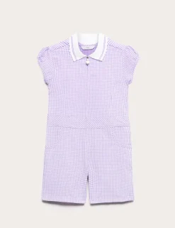 Girls' Gingham School Playsuit (2-14 Yrs)