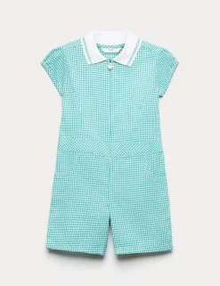 Girls' Gingham School Playsuit (2-14 Yrs)