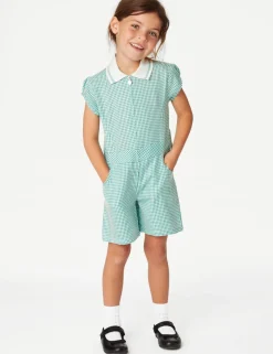 Girls' Gingham School Playsuit (2-14 Yrs)