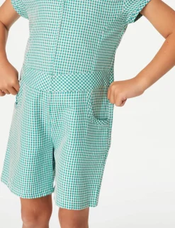 Girls' Gingham School Playsuit (2-14 Yrs)