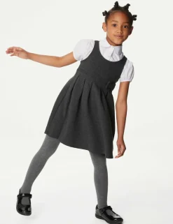 Girls' Jersey Bow School Pinafore (2-12 Yrs)