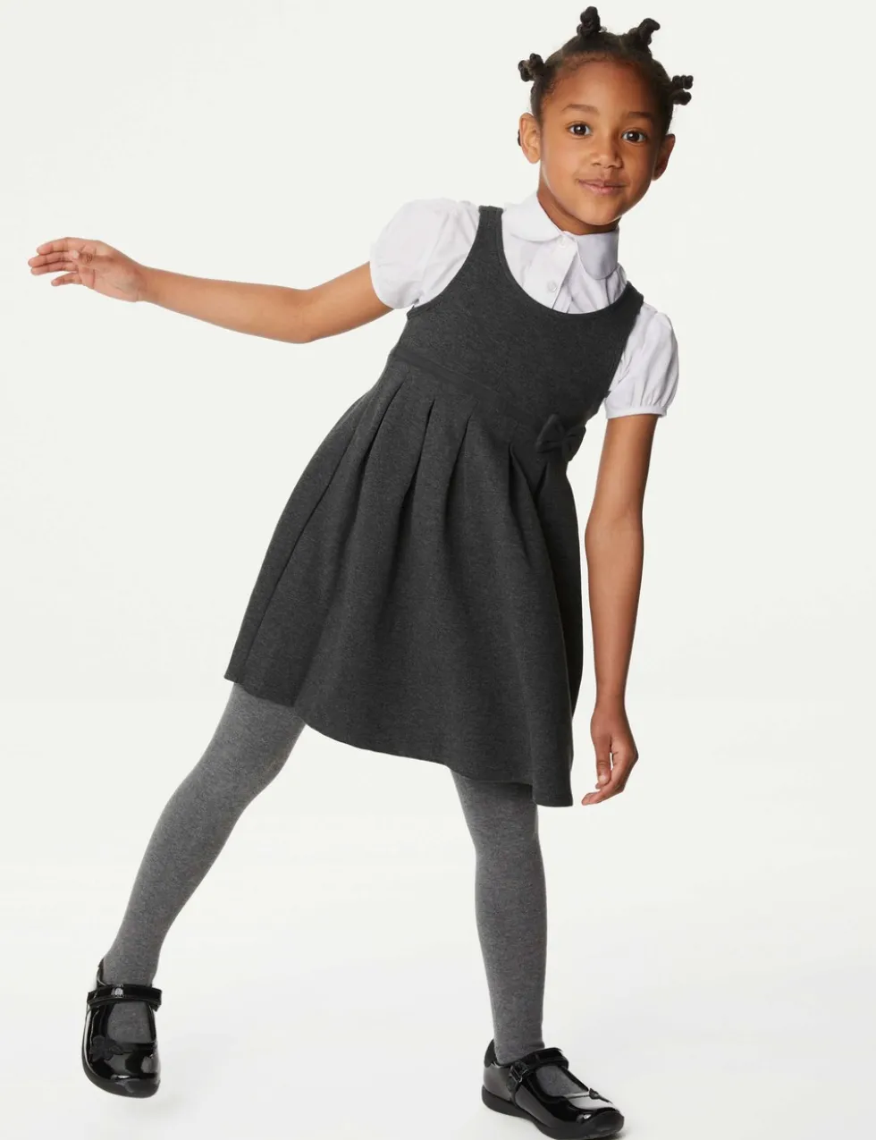 Girls' Jersey Bow School Pinafore (2-12 Yrs)