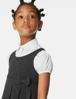 Girls' Jersey Bow School Pinafore (2-12 Yrs)