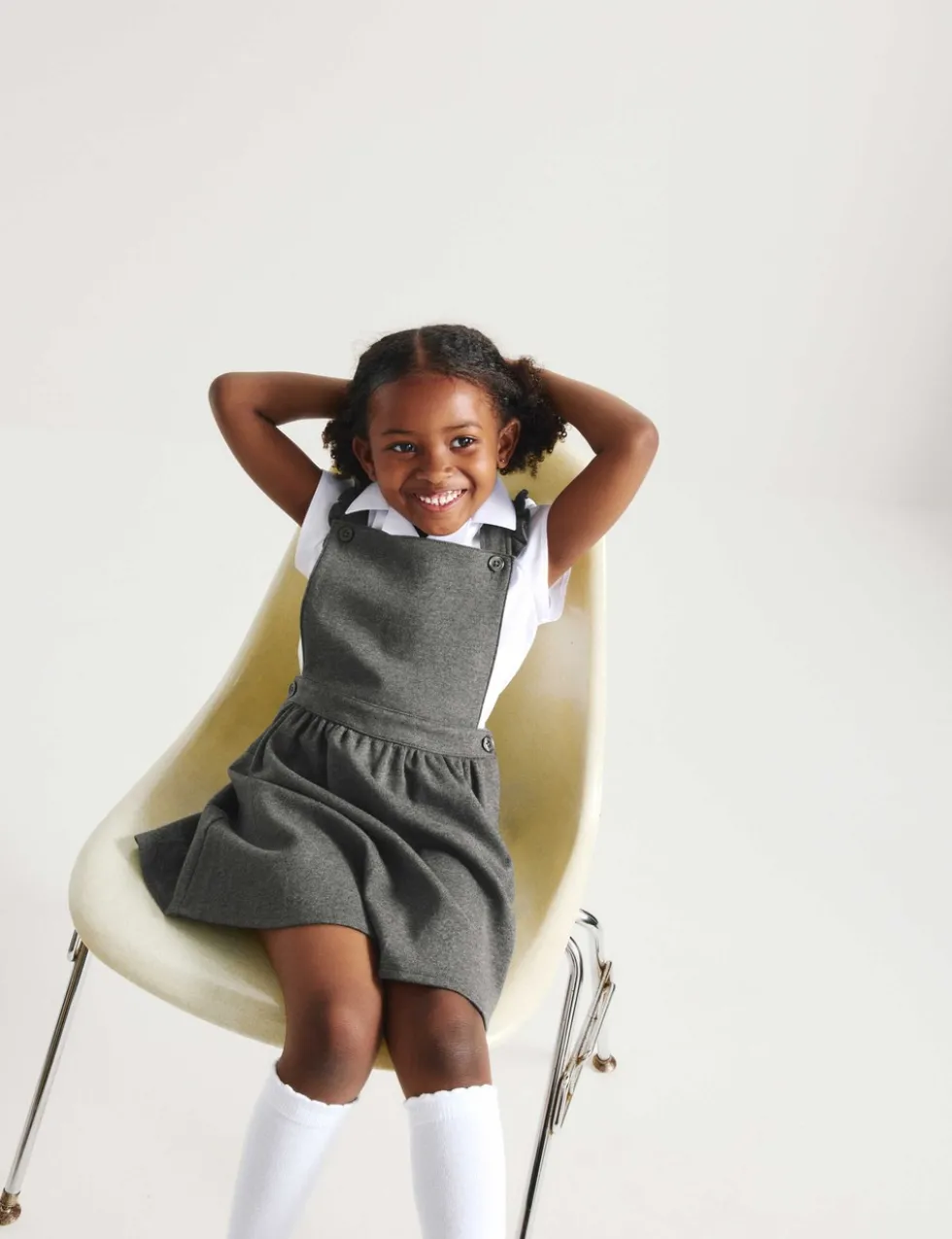 Girls' Jersey Frilled School Pinafore (2-12 Yrs)