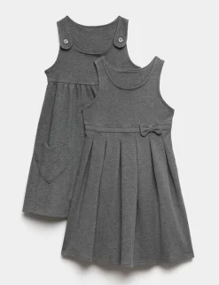 Girls Jersey Heart Pocket School Pinafore (2-12 Yrs)