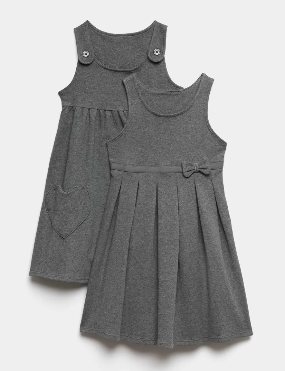 Girls Jersey Heart Pocket School Pinafore (2-12 Yrs)