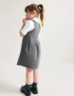 Girls Jersey Heart Pocket School Pinafore (2-12 Yrs)