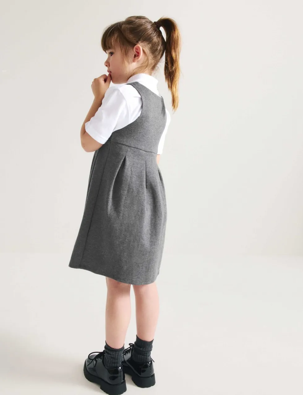 Girls Jersey Heart Pocket School Pinafore (2-12 Yrs)
