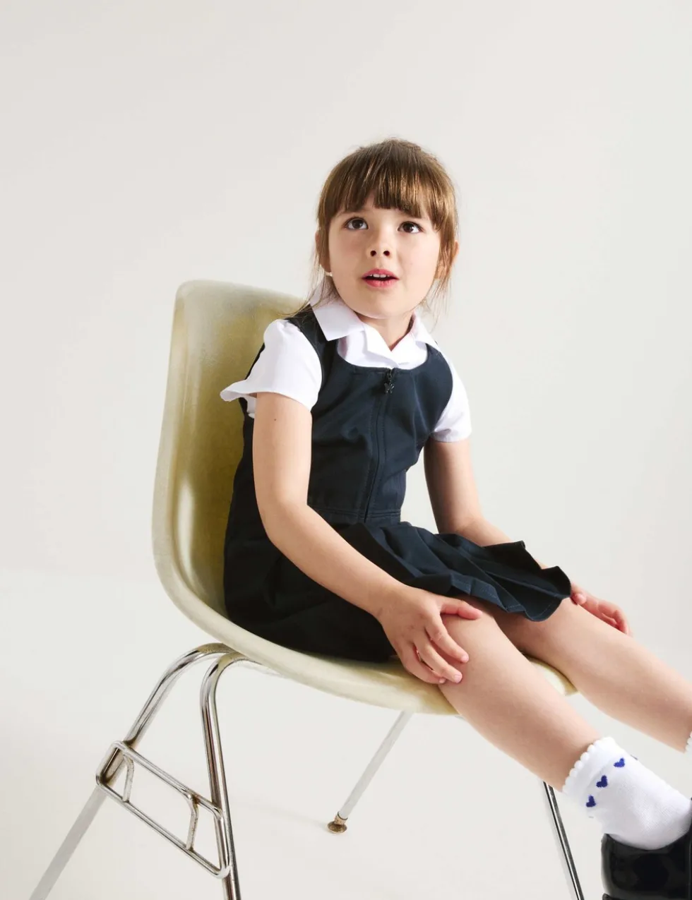 Girls' Pleated School Pinafore (2-12 Yrs)