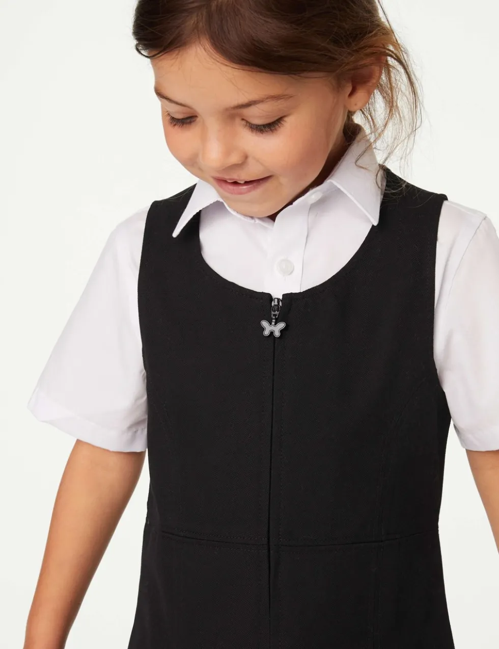 Girls' Pleated School Pinafore (2-12 Yrs)