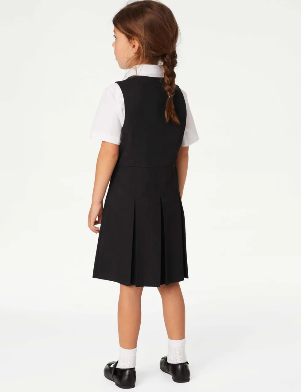 Girls' Pleated School Pinafore (2-12 Yrs)