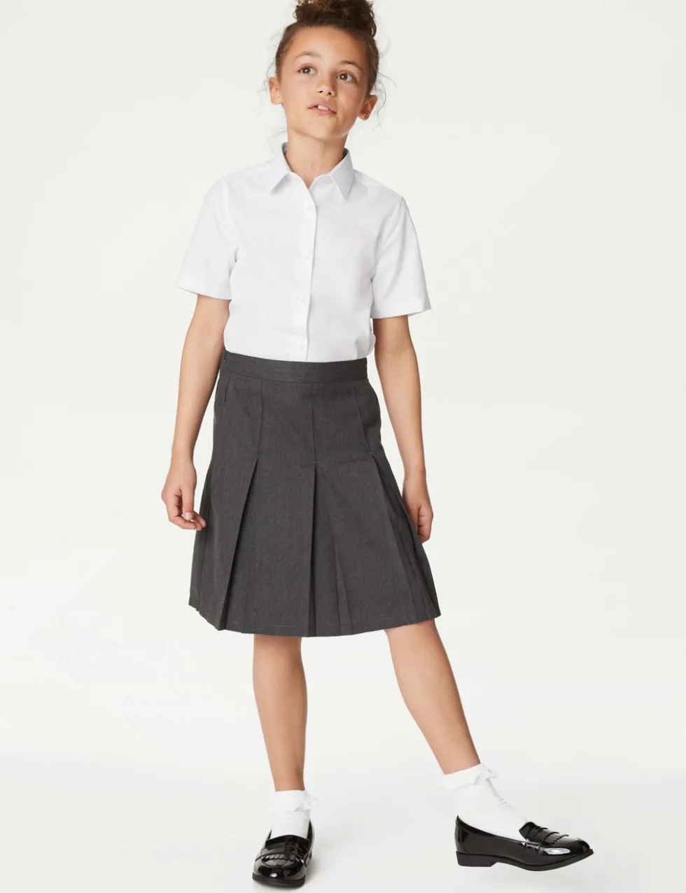 Girls' Plus Fit Permanent Pleats School Skirt (2-18 Yrs)