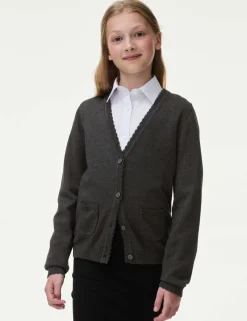 Girls' Pure Cotton School Cardigan (2-18 Yrs)