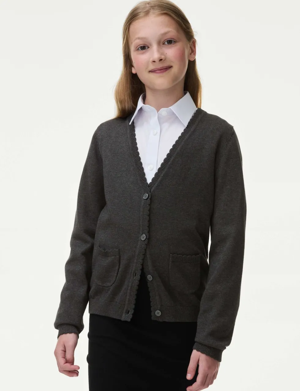 Girls' Pure Cotton School Cardigan (2-18 Yrs)