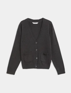 Girls' Pure Cotton School Cardigan (2-18 Yrs)