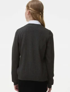 Girls' Pure Cotton School Cardigan (2-18 Yrs)