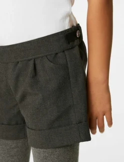Girls' Turn Up School Shorts (2-16 Yrs)
