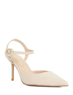 Glitter Stiletto Heel Ankle Strap Court Shoes