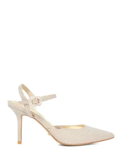 Glitter Stiletto Heel Ankle Strap Court Shoes