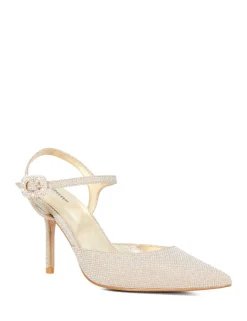 Glitter Stiletto Heel Ankle Strap Court Shoes