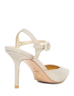 Glitter Stiletto Heel Ankle Strap Court Shoes